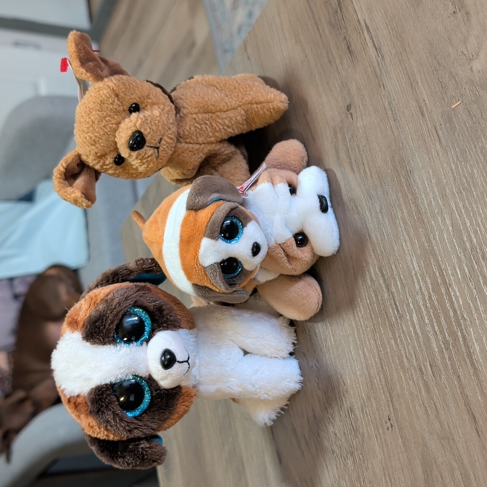 Set Of 4 Plush Dogs By Ty- Beenie Babies, Beenie Boo, And A Teeny Ty